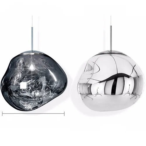 Nordic lava lamp bedside chandelier with irregular glass design and metallic finish