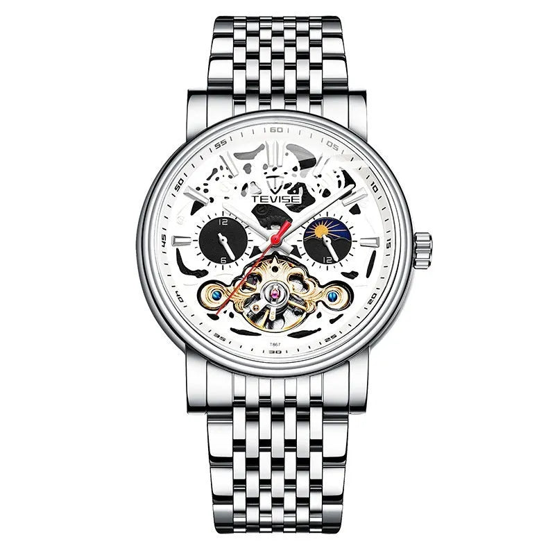 Men's mechanical tourbillon watch with luminous hands on waterproof 16.5mm case