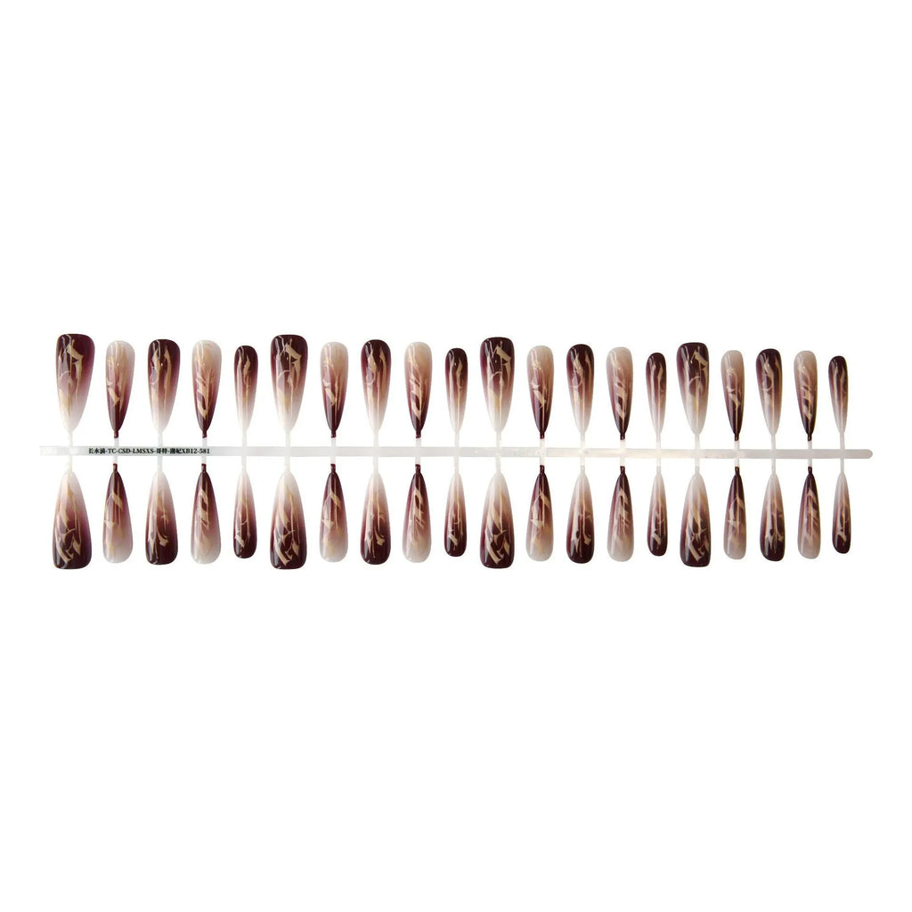 Retro Gothic long water drop frosted nail stickers set 40 pieces in Gothic-Xiangfei colour on an antique style background