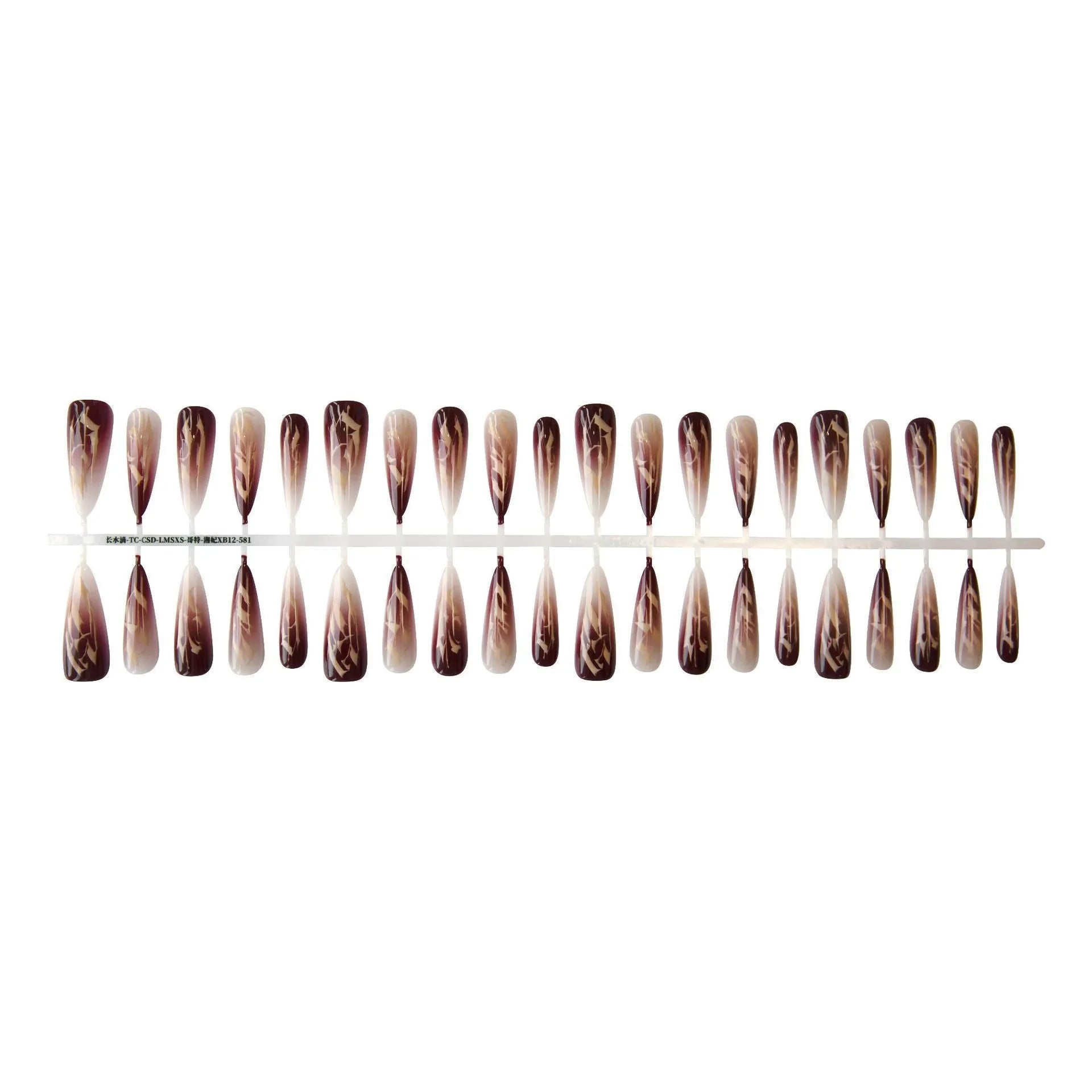 Retro Gothic long water drop frosted nail stickers set 40 pieces in Gothic-Xiangfei colour on an antique style background