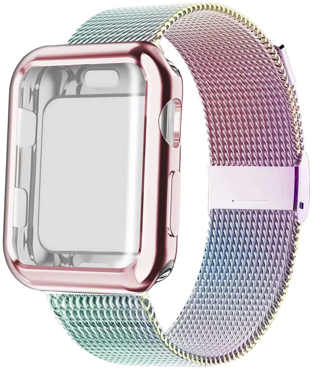 Magnetic metal Milan Apple Watch band with protective case in multiple colours and sizes