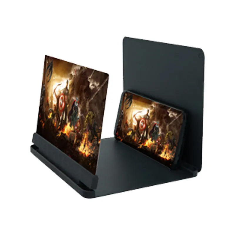 10-inch HD lens screen amplifier in black for smartphone magnification with 12X option on desk
