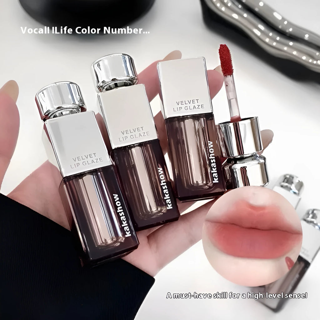Kakashow Velvet Lip Paint lipstick bullet in matte finish, shown in one of six available shades.