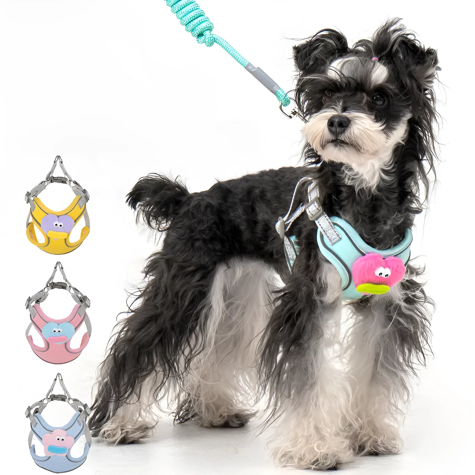 No pull dog harness with multifunction leash, soft adjustable vest, reflective stitching, breathable mesh, for medium dogs, multiple colours available