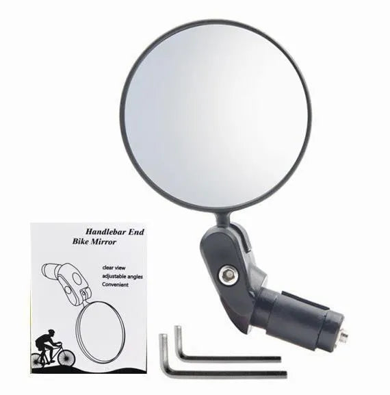 Black foldable convex rearview mirror for vehicles with 7cm diameter and 14cm length