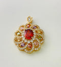 Women's zircon flower pendant necklace in gold, champagne gold or platinum colour with electroplated finish