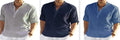 Men's cotton linen long sleeve shirt with stand collar in solid colour options