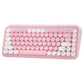 Pink wireless Bluetooth keyboard with 84 keys and compact portable design