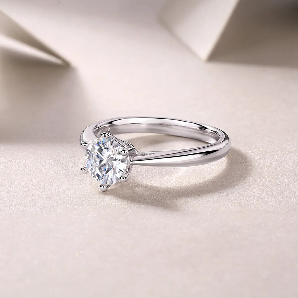 Moissanite wedding ring set with 1 carat S925 silver platinum plating diamond testable in a gift box