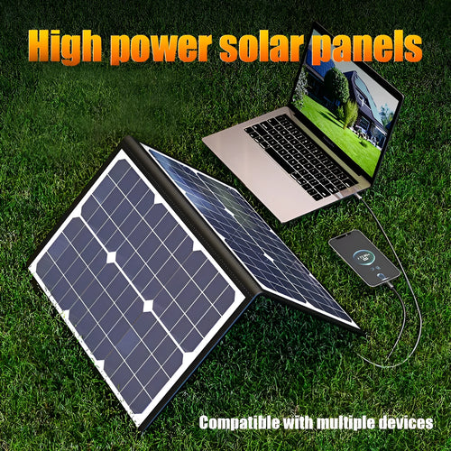 Black 40W single crystal solar panel in folding bag format for portable outdoor charging