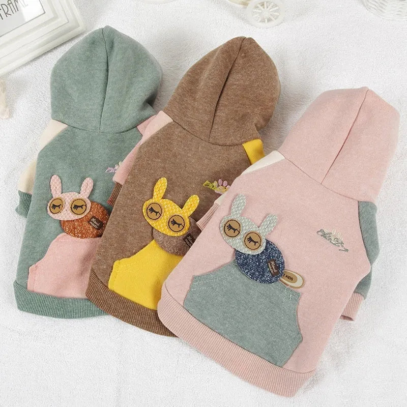 Cotton dog sweatshirt in brown, green or pink colour options for pet leisure clothing