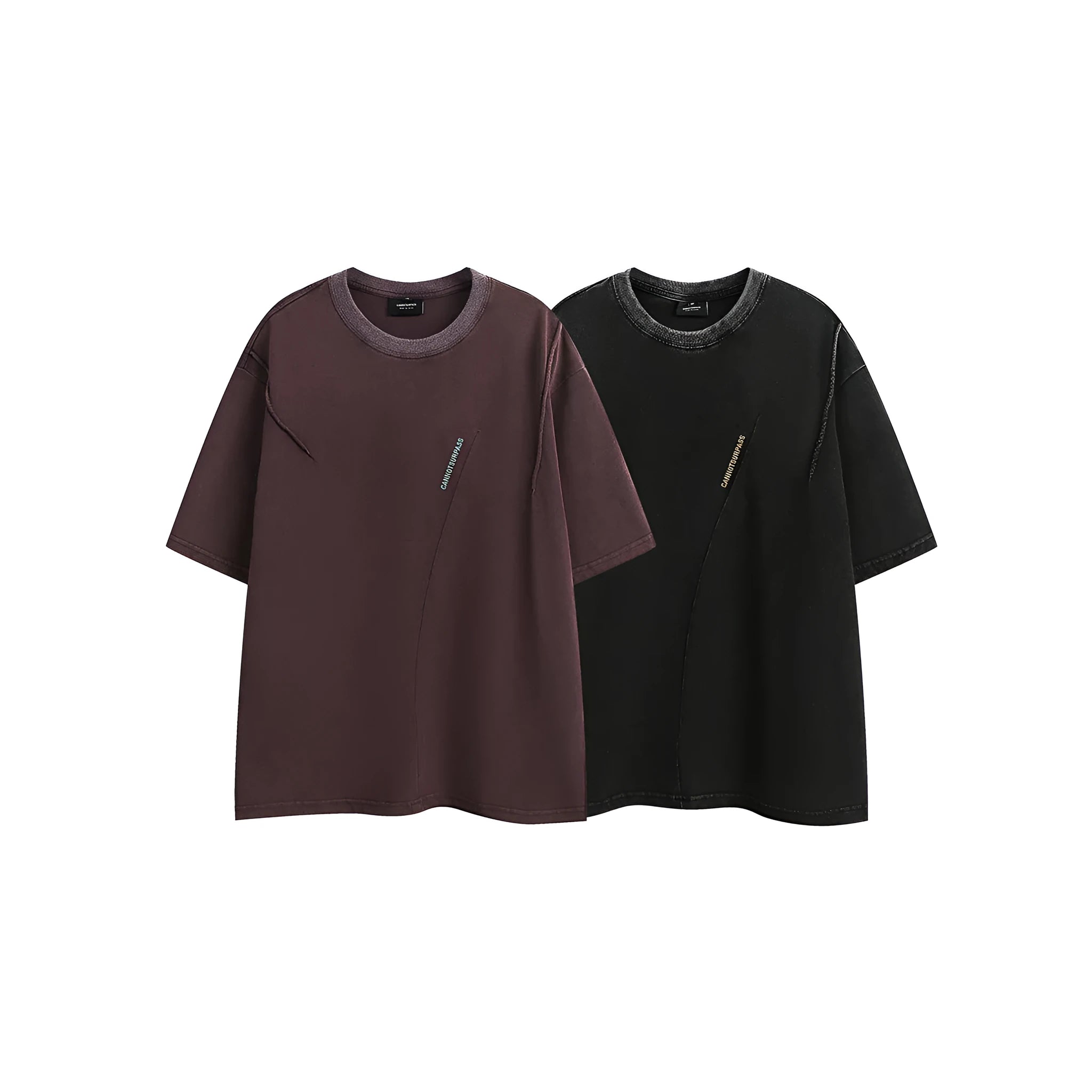 Retro loose fit embroidered t-shirt in washed cotton fabric available in purple or black colours