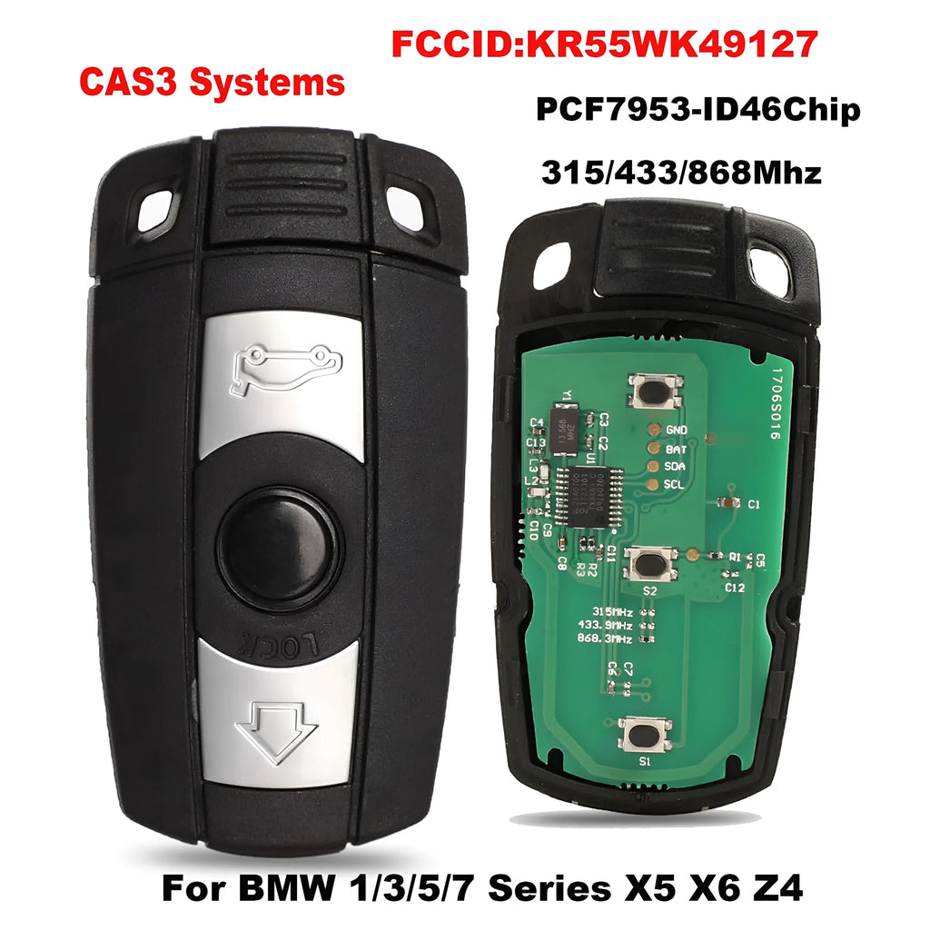 CAS3 semi-intelligent remote control car key for BMW HU92 with metal copper and plastic body