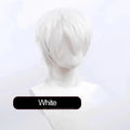 Short cosplay wig for men with lengthened tail and anti-curling mechanism in anime style