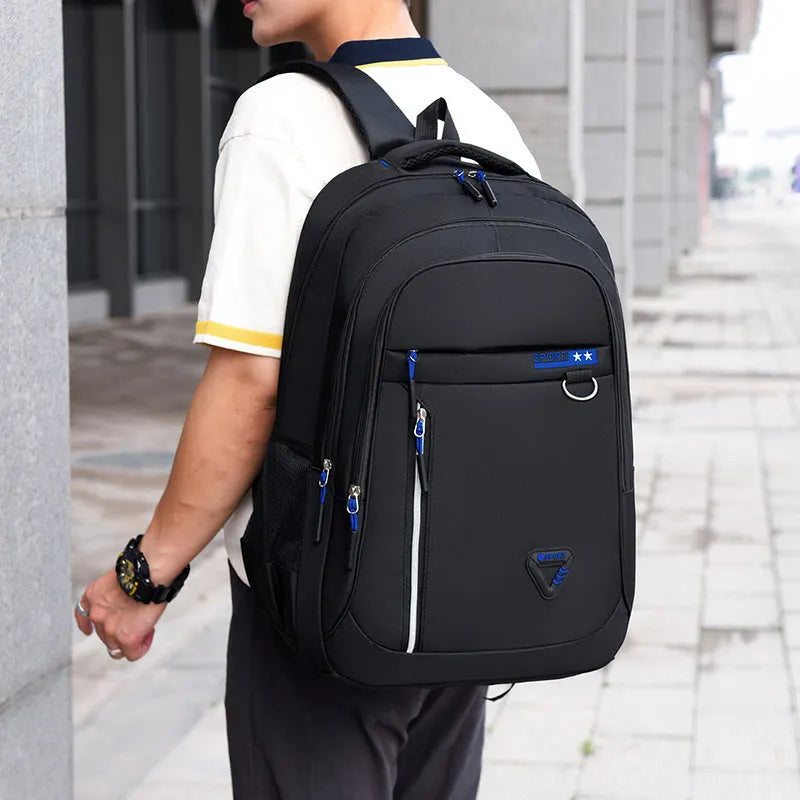 Men's Oxford cloth schoolbag with air cushion straps in black, blue, green or red colours
