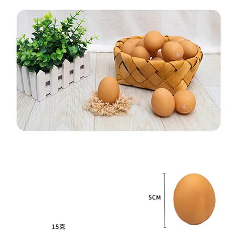 Chicken-flavoured simulation egg dog toy with textured surface for dental cleaning