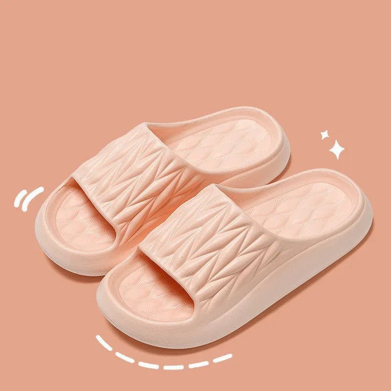 Leaf texture design EVA slippers in five colours with anti-slip sole for indoor household use