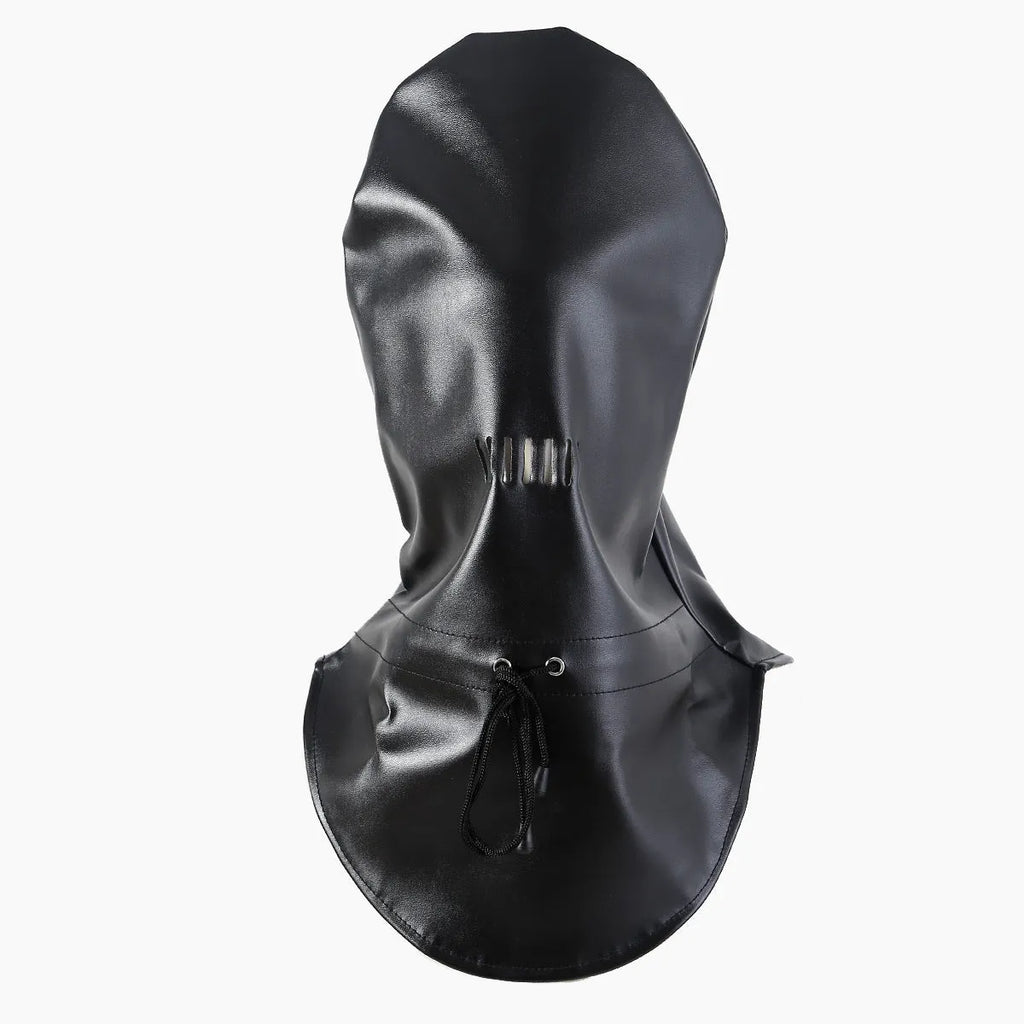 Black leather bondage mask for BDSM and fetish role play
