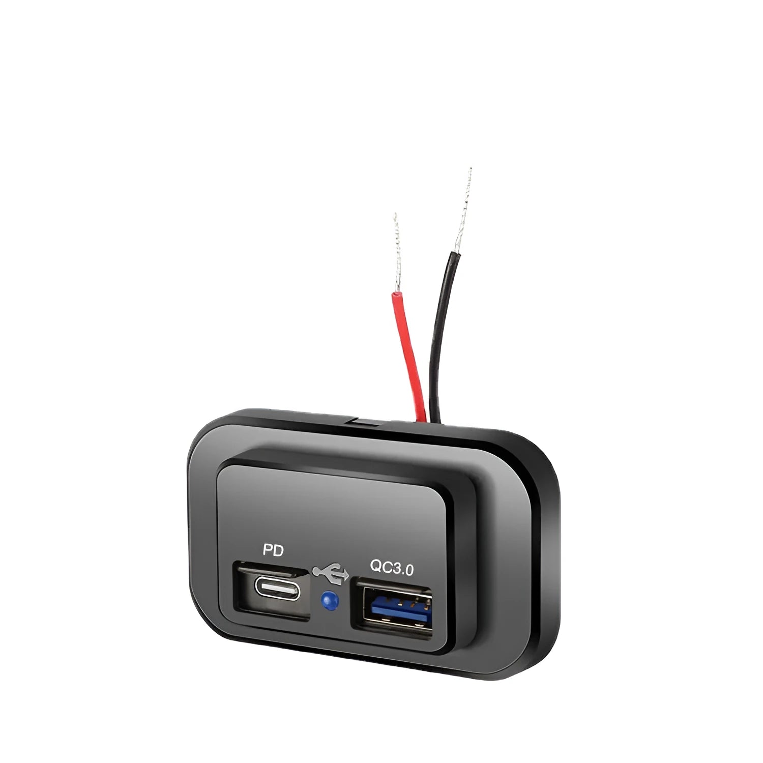 Black modified car charger with TYPE-C interface for 36W fast charging in vehicles