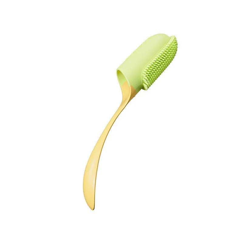 Plastic handle dog dental calculus cleaning toothbrush in pink for tartar and stain removal