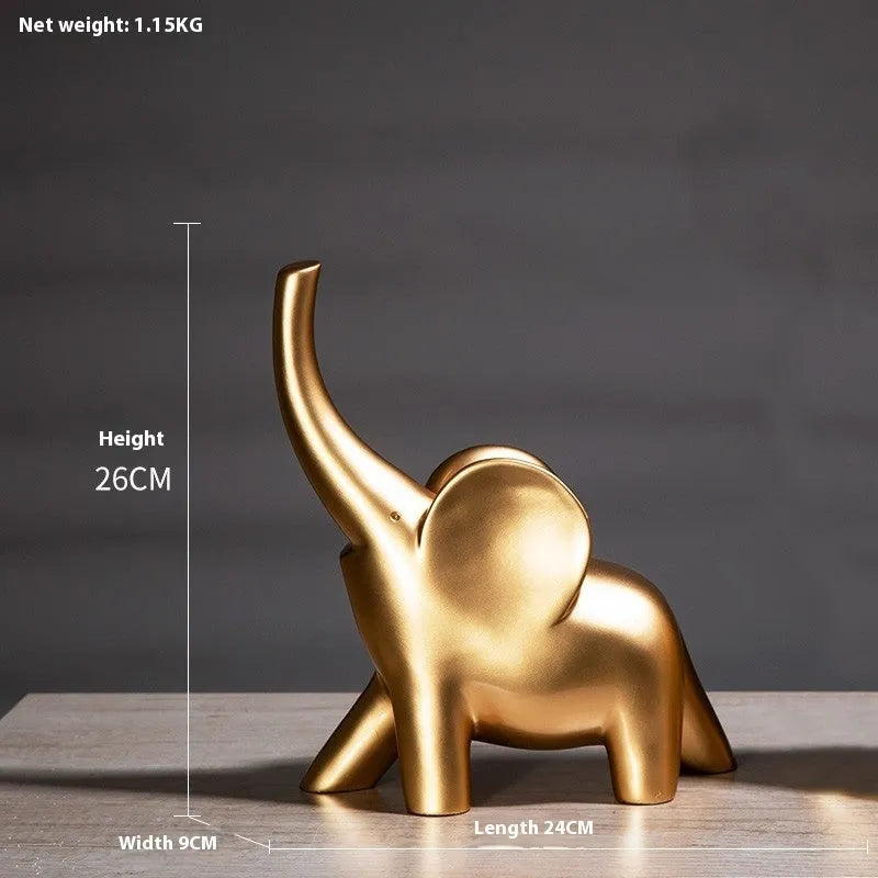 Modern resin elephant ornament in rose gold or white colour, available in large and small sizes.