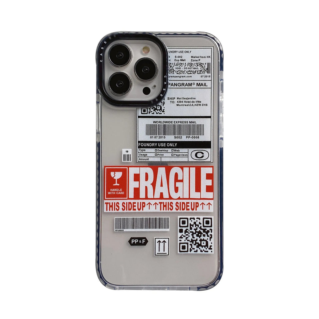 Transparent TPU phone case with travel ticket label coloured painting design for Apple iPhone