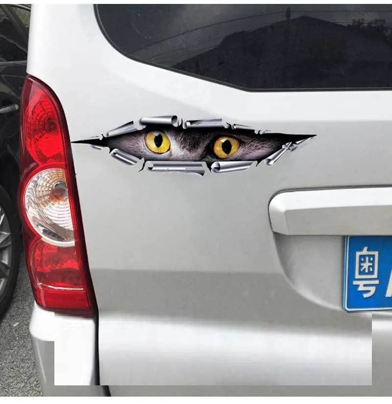 35cm 3D car bumper sticker with tiger eye and eagle eye patterns on transparent PVC material