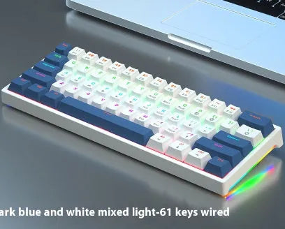 Small 61-key mechanical keyboard with wired USB connection and hot-swappable switches