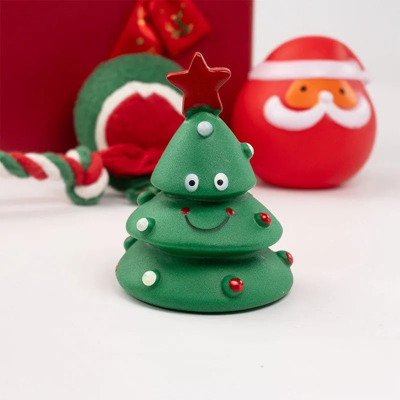 Christmas dog toy gift sets in vinyl with seven festive design options for bite-resistant chewing