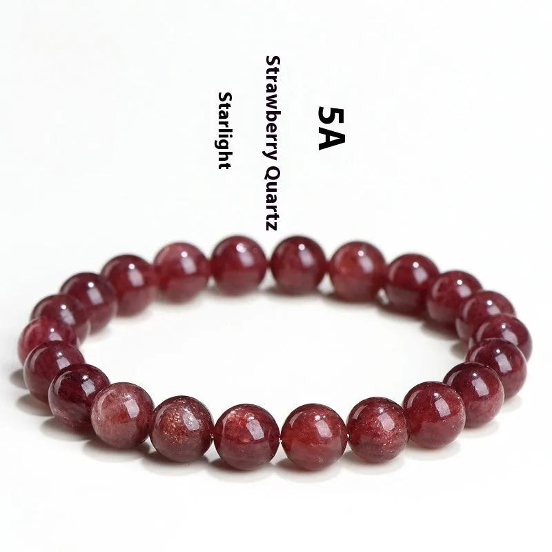 Natural strawberry quartz bracelet with geometric polished beads in cherry red colour