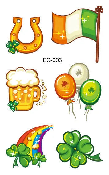St. Patrick's Day clover tattoo sticker paper measuring 120×75mm with water transfer printing