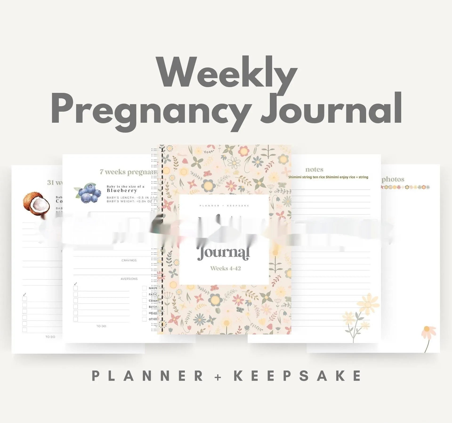 A5 Pregnancy Weekly diary notebook open on a weekly spread