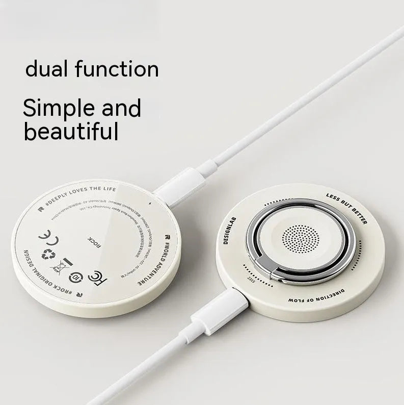 Three-in-one wireless charger bracket for W51 with Type-C input in black finish on a desk