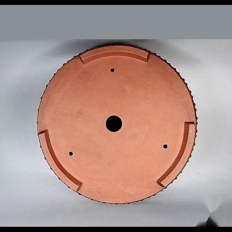 Handmade antique drum round ceramic flowerpot in purple sand colour, 60x19cm, with red mud pine cypress old pile styling