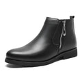 Men's black leather formal shoes with cotton lining and rubber sole on a plain background