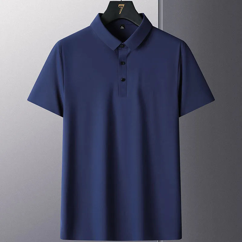 Men's non-ironing solid colour short sleeve business casual shirt in nylon fabric