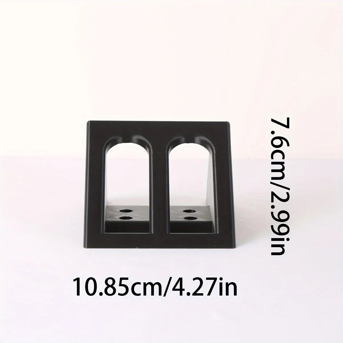 Black punk-style plastic pistol stand for replica firearm display