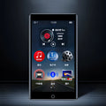 Black Ruizu H1 slim MP4 player with 4-inch touch screen showing media playback interface.