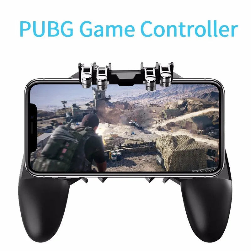 AK66 black six-finger gamepad controller with rotatable lever for PUBG on mobile phones