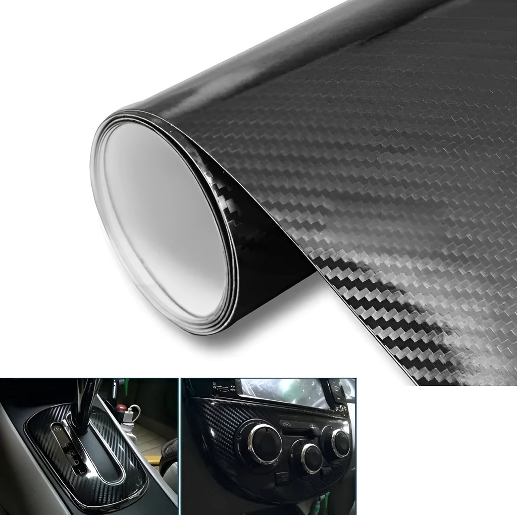 Glossy black 5D carbon fiber vinyl film roll for car wrap customisation