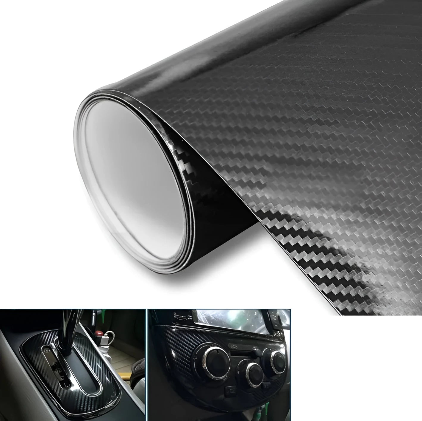 Glossy black 5D carbon fiber vinyl film roll for car wrap customisation