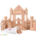 Wooden building blocks set in colour box with 80 beech wood pieces for DIY construction play