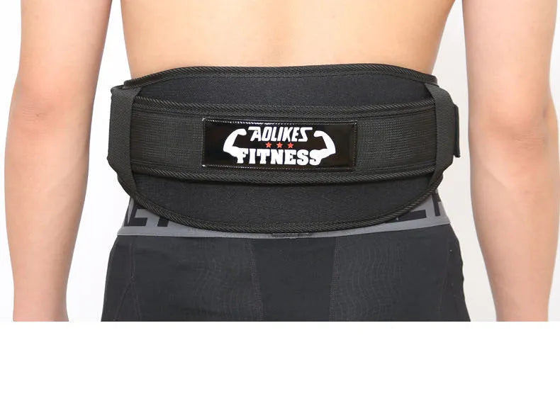 Nylon fitness weightlifting waistband support belt in black colour