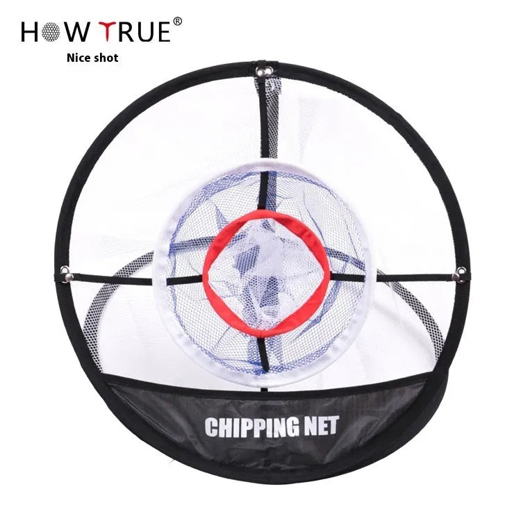 Home minimalist foldable golf target net with nylon material and metal snap button closure