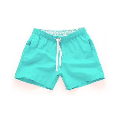Men's summer beach shorts in polyester fibre, sanded finish, straight leg, available in multiple colours