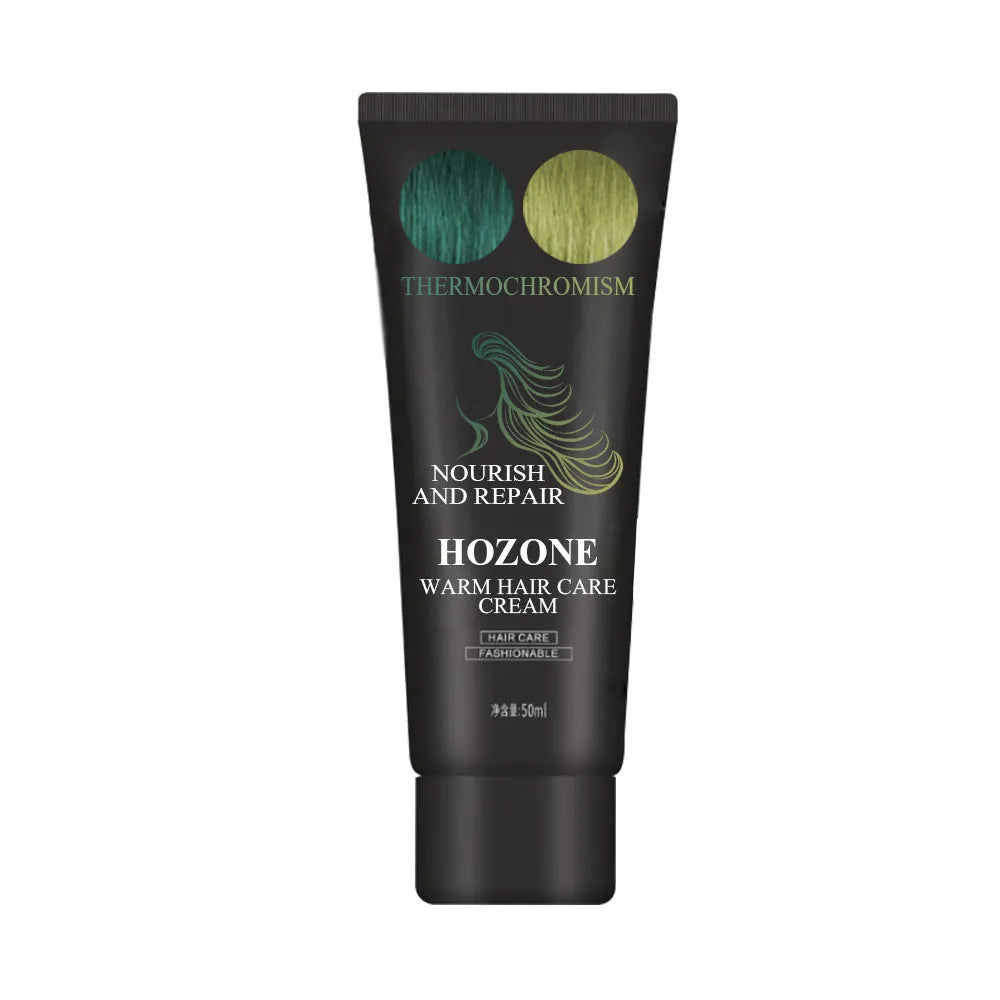 Thermochromic colour change hair dye cream in 60ml jar showing heat-activated transition effects