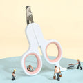 Professional grey pet nail clippers with curved tips and rubber-coated ergonomic handle.
