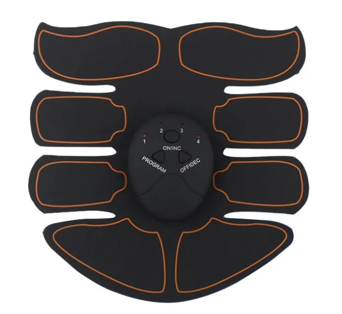 EMS hip muscle training stimulator with remote control and two gel pads in orange
