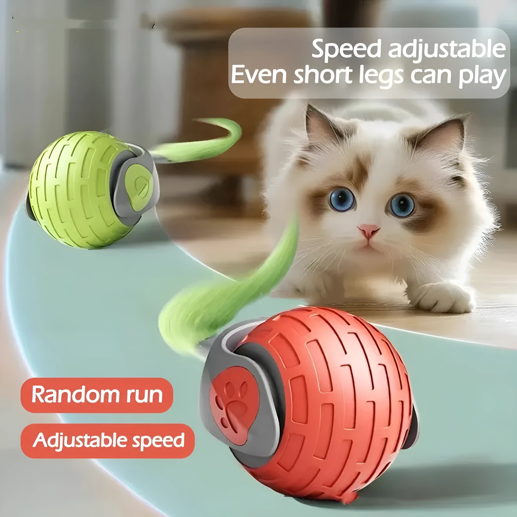 Smart interactive cat toy ball auto electric rolling ball with USB recharge in sapphire blue colour