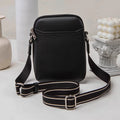 Solid colour PU leather mobile phone crossbody shoulder bag shown in beige.